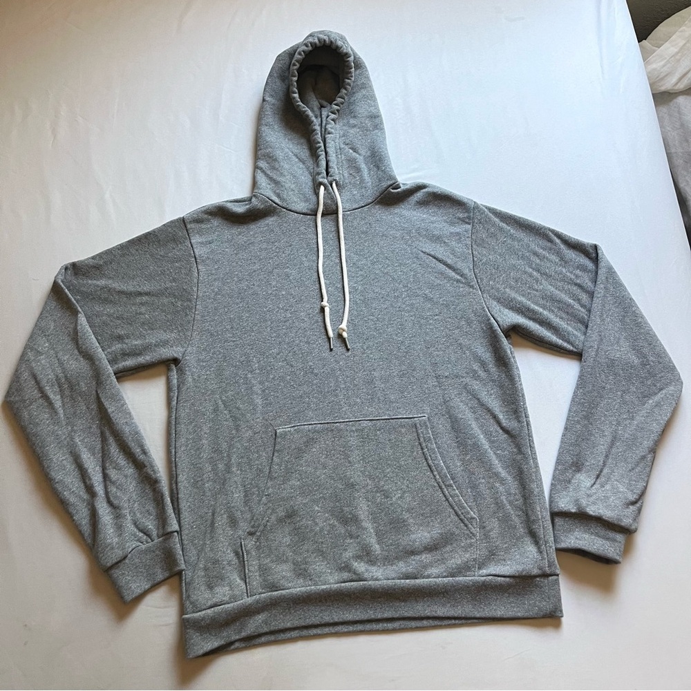 JOHN ELLIOTT Heather grey knit terry kangaroo pocket long sleeve hoodie sweater